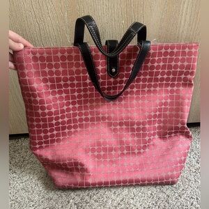 Kate Spade New York NOEL Pink Signature Dot Tote Carryall Black Leather Bag